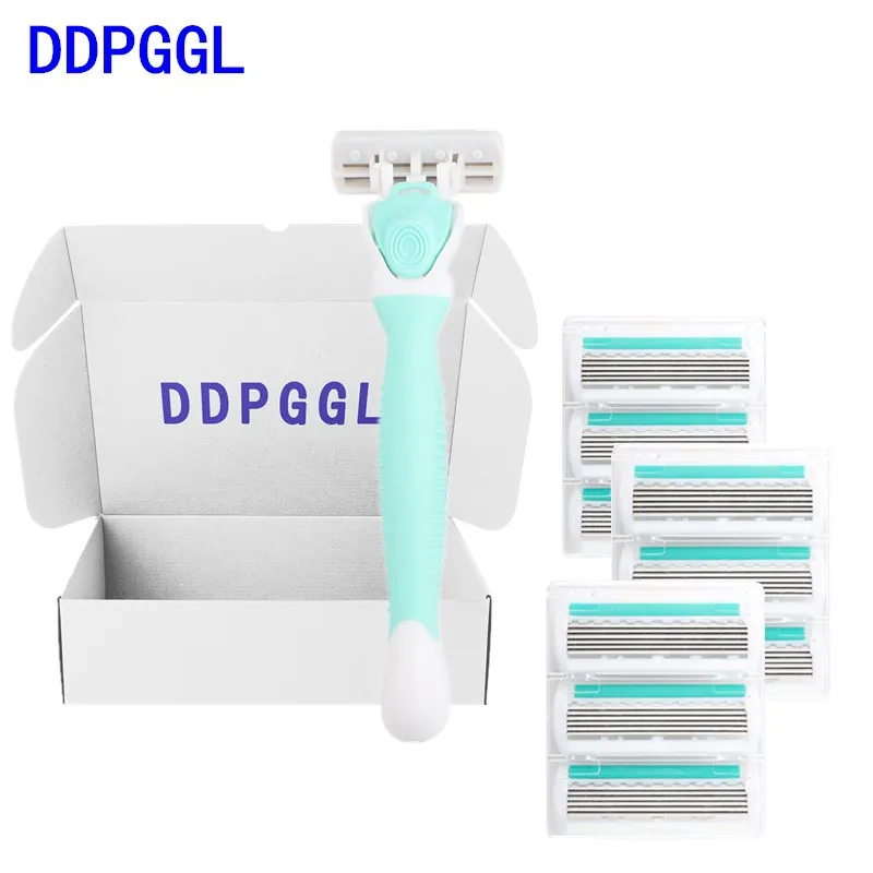 

DDPGGL Women 6 Layer Razor Blade Ladies System Razor 1 Handle With 3/6/9 Cartridges Super Stainless Steel Blade Shaver Razor