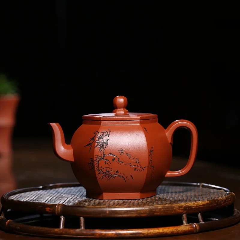 

2609 Using American Entirely Handmade Square Pot Yixing Clay Teapot Jiang Yaping Six-Party Lanterns Pot High Quality Lao Zhu Mud