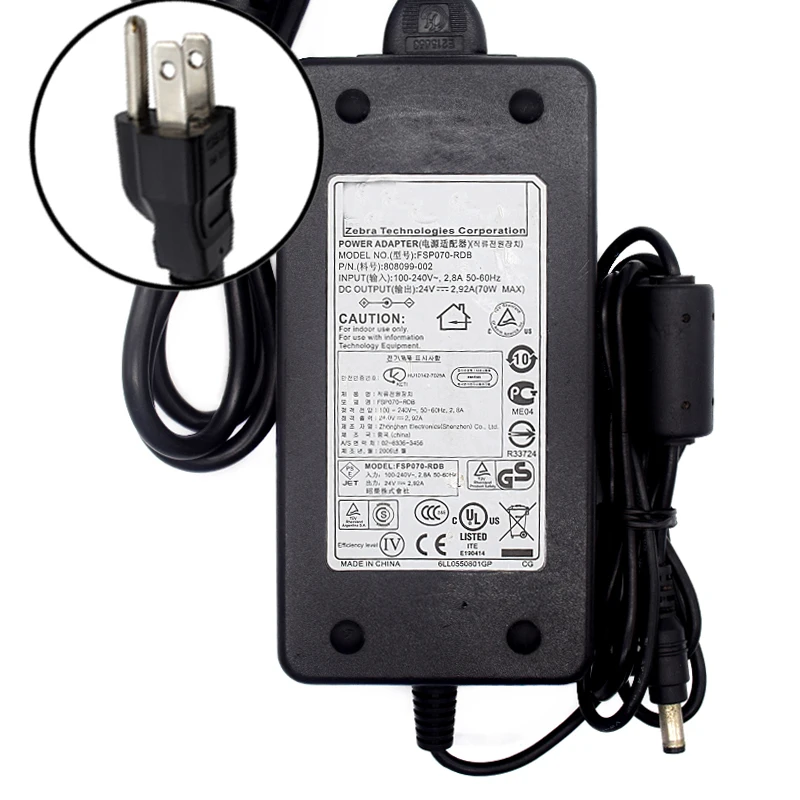 

Used Power Supply AC Adapter 24V 2.92A 70W for Zebra Model FSP070-RDB