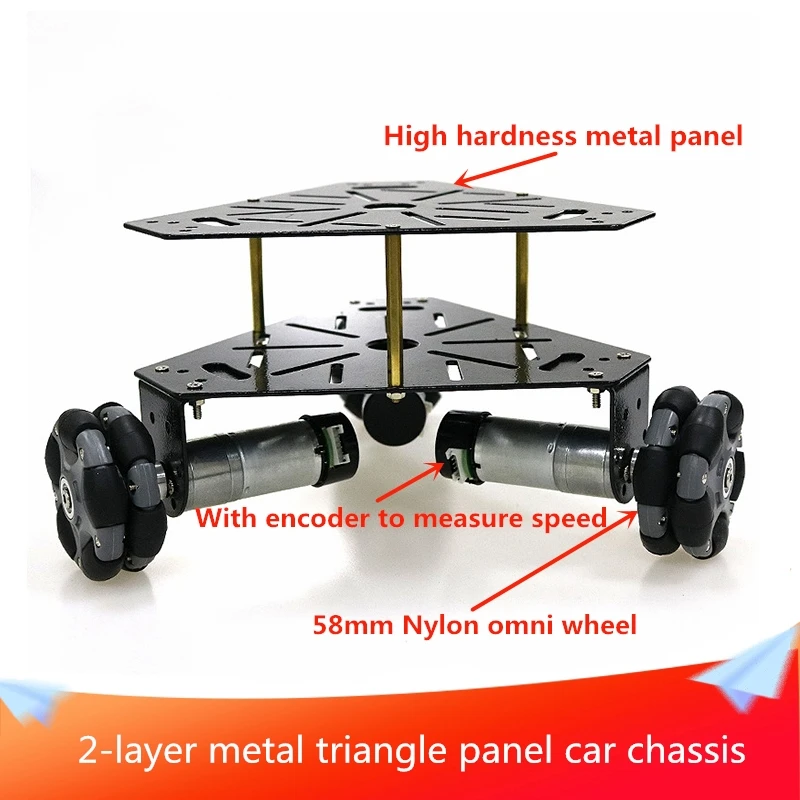 2-layer Metal Triangle Panel Robot Platform 58mm Nylon Omni Wheel 3WD Smart Car Chassis Kit 3pcs Motors DIY Heavy Load | Игрушки и хобби