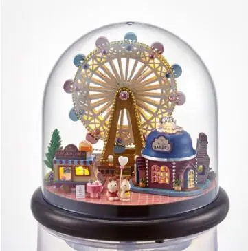 Chi Fun house diy кабина ручной сборки модель вилла прозрачный чехол креативная музыкальная шкатулка, чтобы отправить своей подруге подарок на день рождения - Цвет: Фиолетовый