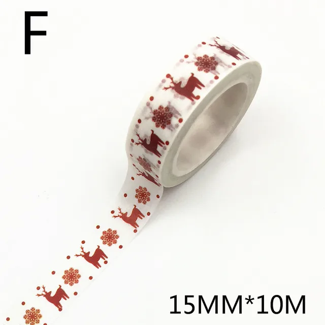 1PC Christmas Washi Tapes Snowflake Reindeer Stripes Kawaii