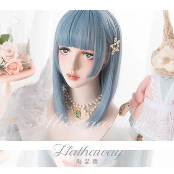 

Ailiade Short Straight Hair Lolita Wig With Bangs Blue Bob Cosplay Wig Synthetic Wigs For Women Black White Heat Resistant