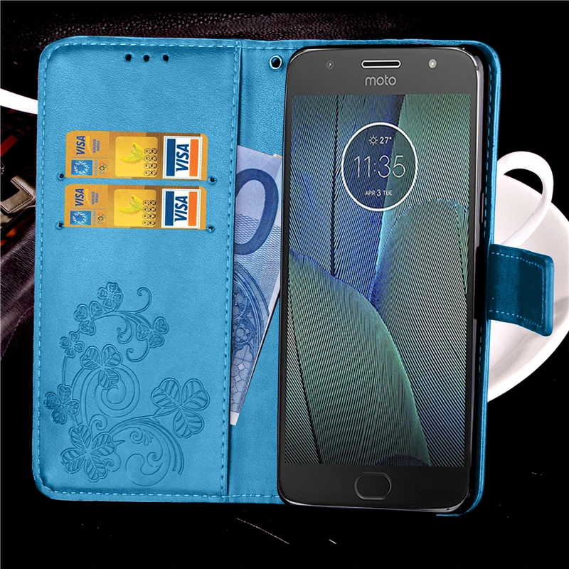 Кожаный чехол с объемным клевером для Motorola Moto G5S G5 G4 G6 Plus G7 power P30 Play P40 X4 X style E5 Z Force Z2 Play кошелек Funda Capa