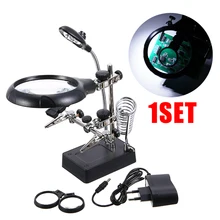 Сварочное увеличительное стекло 5 светодиодный светильник 2.5X 7.5X 10X Вспомогательный зажим Лупа зажим для ручного паяльника подставка держатель St