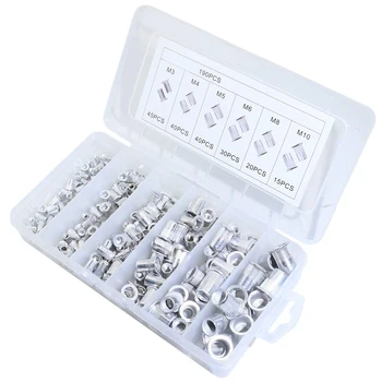 

HTHL-190Pcs Aluminum Alloy Rivnut Flat Head Threaded Insert Cap M3 M4 M5 M6 M8 M10 Rivet Nut Alumium Rivnut Set