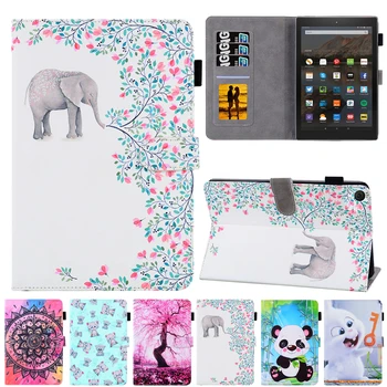 

For Amazon HD10 HD 10 Case Cartoon Elephant Leather Cover For Amazon Kindle Fire HD10 HD 10 2015 2017 2019 10.0 inch Cover Cases
