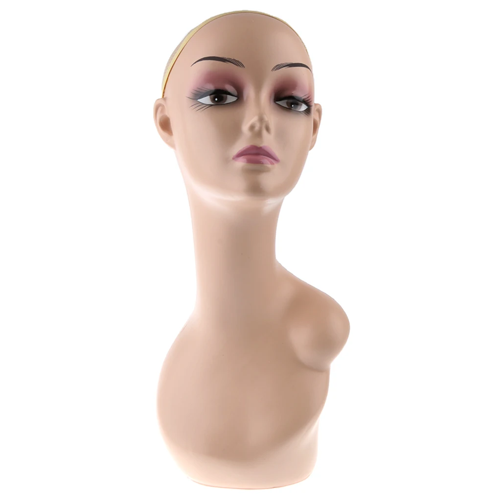 Female Mannequin Manikin Head Model Wig Glasses Hat Display Stand with Shoulder Bust Net Cap