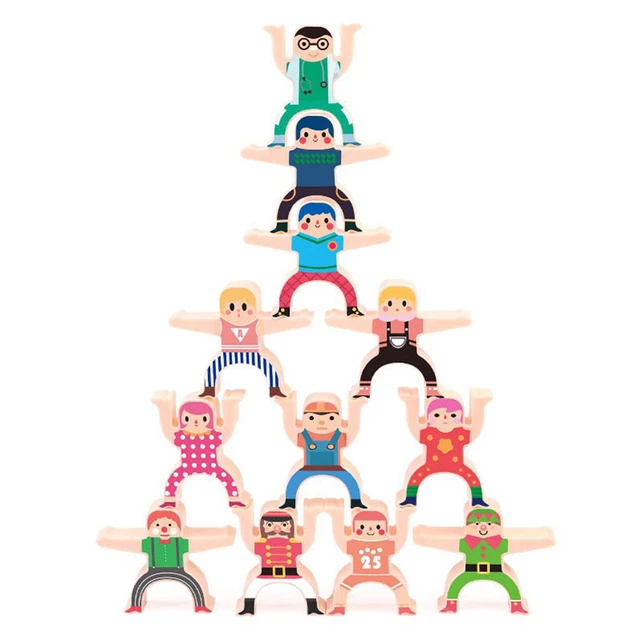 Seelaugh New Montessori Wood Balance Game Kids wooden Educational Toys For Children Wooden Toys Balancing Blocks for Baby Child 4