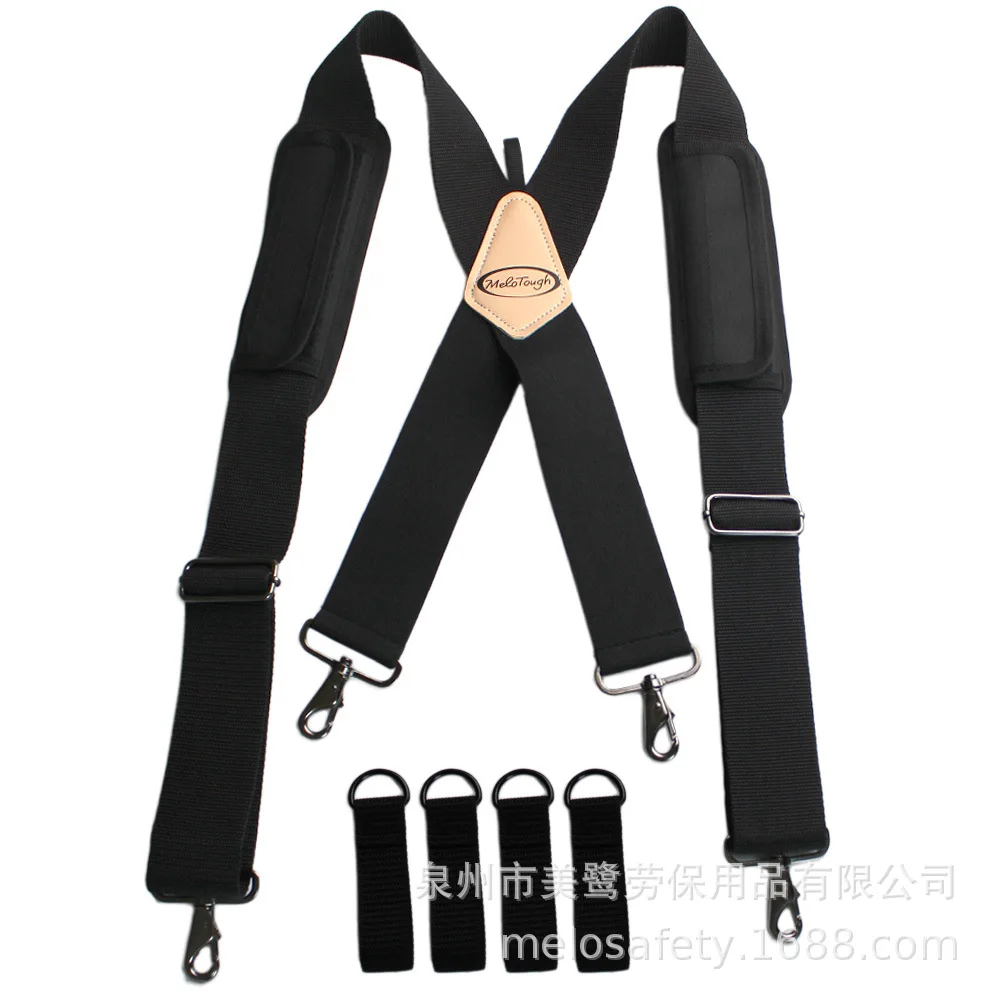 Men Braces Black Adjustable Tool Air Cushion Tooling Suspenders Mens Suspenders 4 clasp Working Male X-Shape Braces