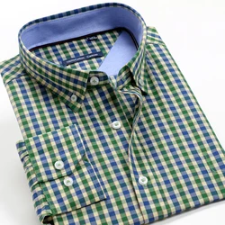 2024New Fall Plus size long sleeve plaid shirt 8XL 9XL 10XL 11XL 12XL Men's 100% cotton shirt Brand clothing