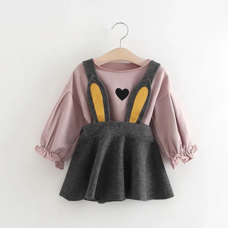 

2019 Spring New Style CHILDREN'S Suit Korean-style Girls Clothes 1-3 Years Old Baby Braces Skirt Two-Piece Set K0020