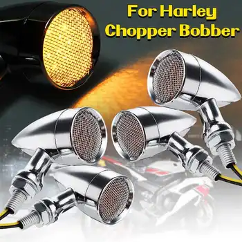 

10mm Motorcycle Motorbike Bullet Grill LED Turn Signal Indicator Lights Lamp For Harley Chopper Bobber