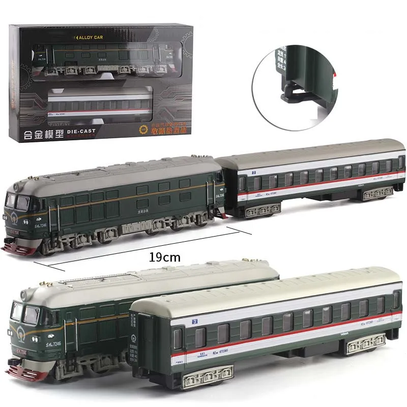 

1:87 scale train alloy model set w sound and light and pull back metal choochoo iron horse vehicle toy kids gifts souvenir show