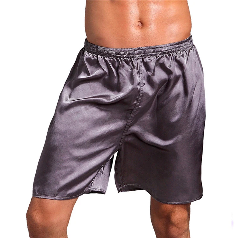 2020 Summer Men's Sleep Bottoms Solid Silk Satin Sleepwear Boxers Shorts Nightwear Pajamas For Men Homewear Robes Underwear