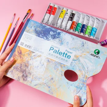 

Marie's Watercolor Palette Oil Paint Gouache Painting Paper Palette Acuarelas Profesionales Tear-off Painting Tray Artist Paleta