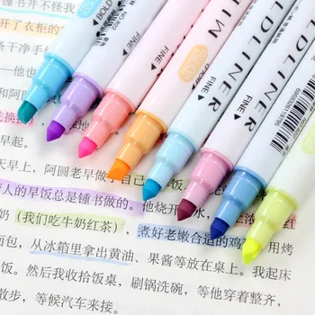 

12pcs/set Marker Pen Double Headed Creative Liquid Color Highlighter Set Mark Pen Fluorescent Color Note Gel Pen School Supplies