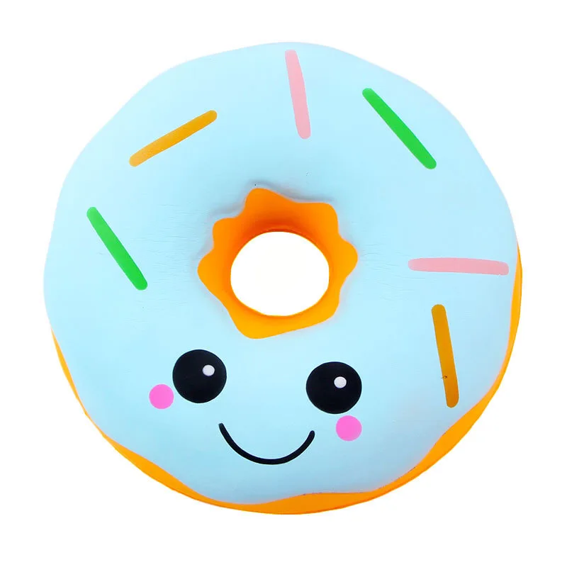 25x9,5 см гигантские Милые Пончики для лица мягкие большие пончики Squeeze Squishi медленно растущие ароматизированные снятия стресса коллекция детских игрушек подарок - Цвет: Blue