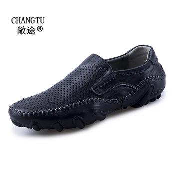 

Summer men's Loafers Genuine Leather luxury Brand Breathable Shoes for Men Adult Moccasins Men Flats men's Office Driving Shoes
