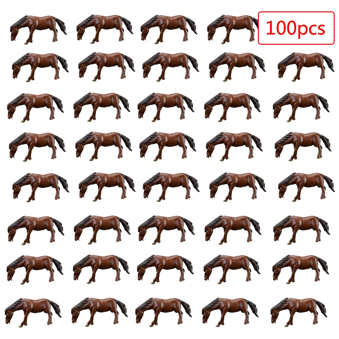  DIY 100Pcs 1:87 Scale Model Horse For DIY Architecture Sand Table Micro Landscape - White/Coffee