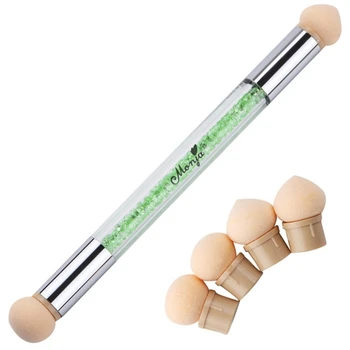 

MONJA Double Nail Art Gel Gradient Brush Sponge Head Transfer Perm Bloom Pen Manicure Tool Green