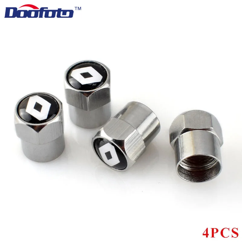 Doofoto 4x автомобильный колпачок вентиля шины для Renault Duster Megane 2 Megane 3 Clio Fluence Logan cap tur Laguna 2 Scenic 2 аксессуары, шапка - Цвет: Silver