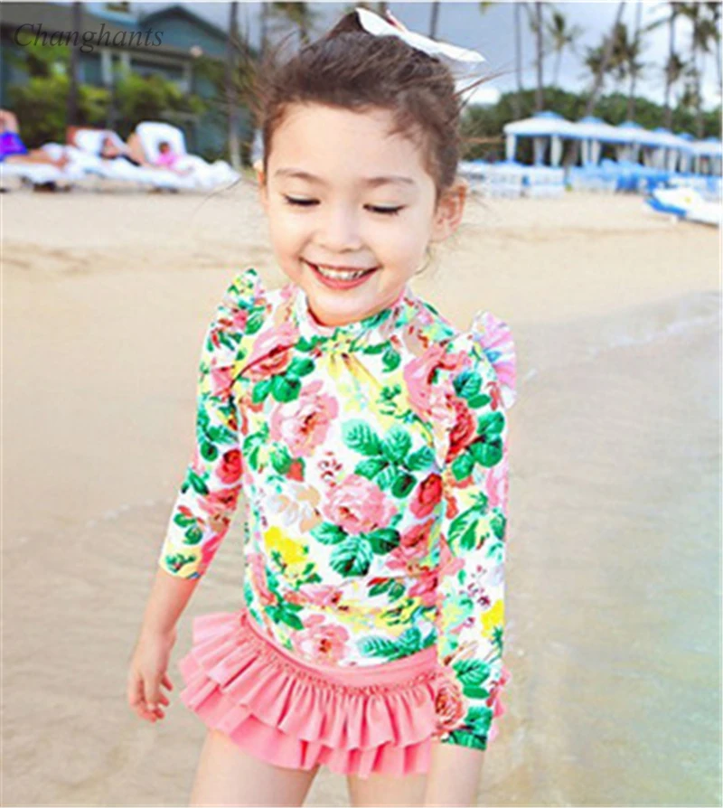 Для девочек Двойка одежда для купания детские плавки купальные костюмы с