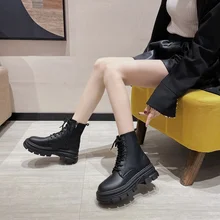 

Fashion Luxury 2022 New Boots for Women Patent Leather Martin Boots Square Heel High Top Women Shoes Europe Short Boots Female