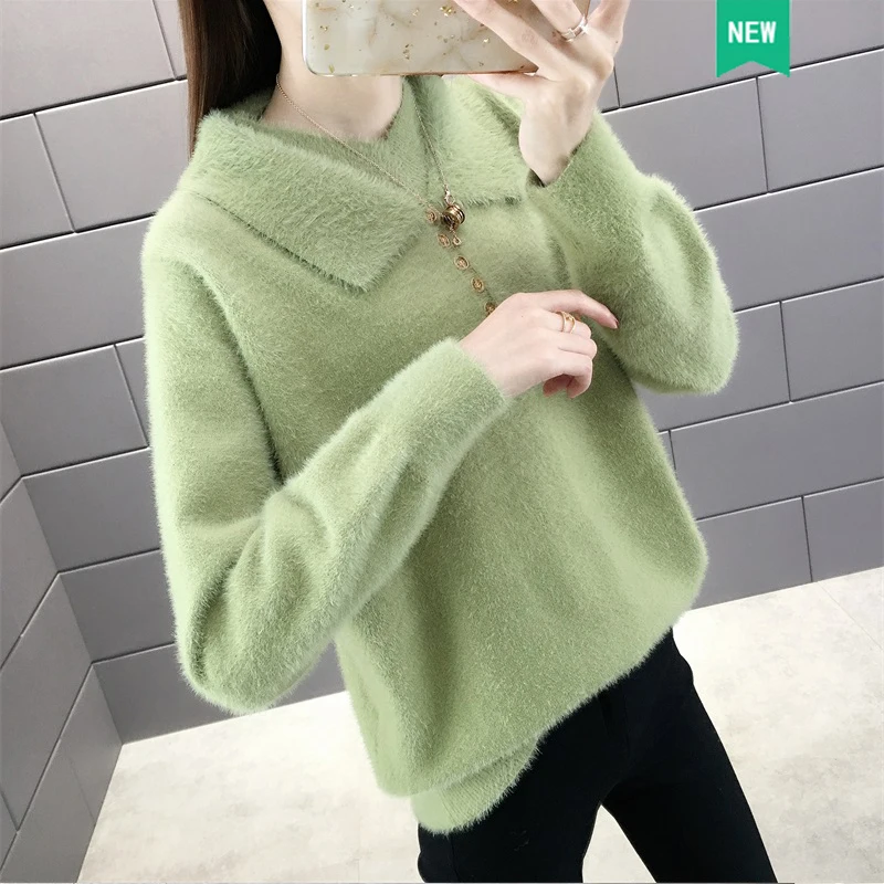 

5625 (Dongfang No. 1 Row) Autumn and Winter New Style Slim Knitted Wool Pure Colour Suit Woman Sweater 49ff