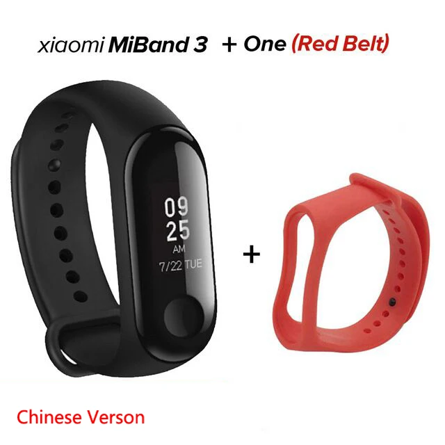 Xiaomi Mi-браслет 3/4, умный браслет с цветным экраном, браслет, пульсометр, фитнес, музыка, умное управление, Bluetooth 5,0, 50 м, водонепроницаемые часы - Цвет: mi 3 CN Add red Stra