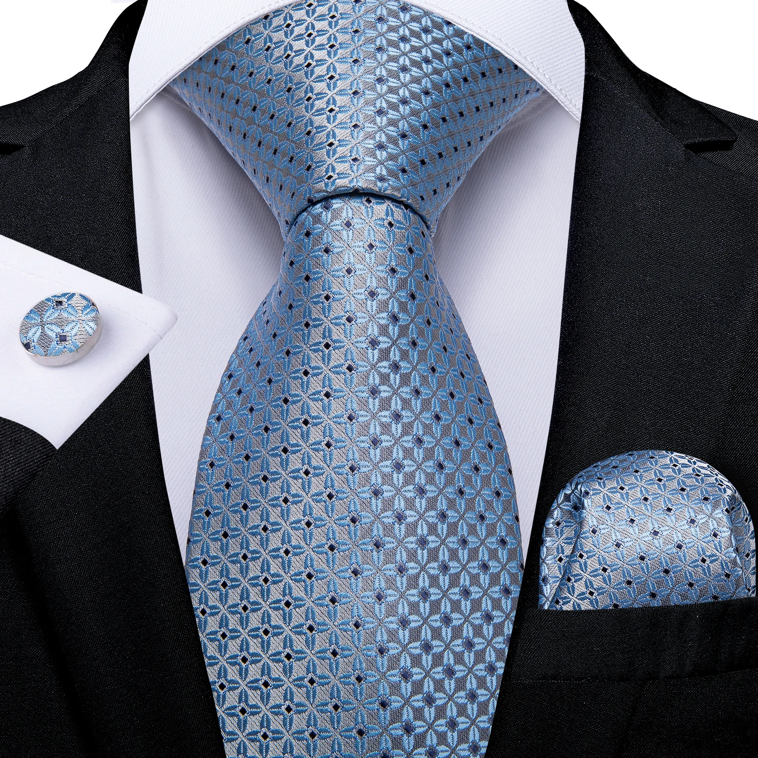 Corbata de seda azul con puntos blancos para hombre, corbata cuadrada de bolsillo de boda, accesorios, regalo, DiBanGu, nueva moda _ - AliExpress Mobile