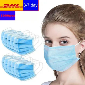

DHL Free Shipping 1000 Piece Disposable Hanging Ear Type 3 Layer Gas Mask Mask Virus Pm2.5 Ffp2 Anti-pollution
