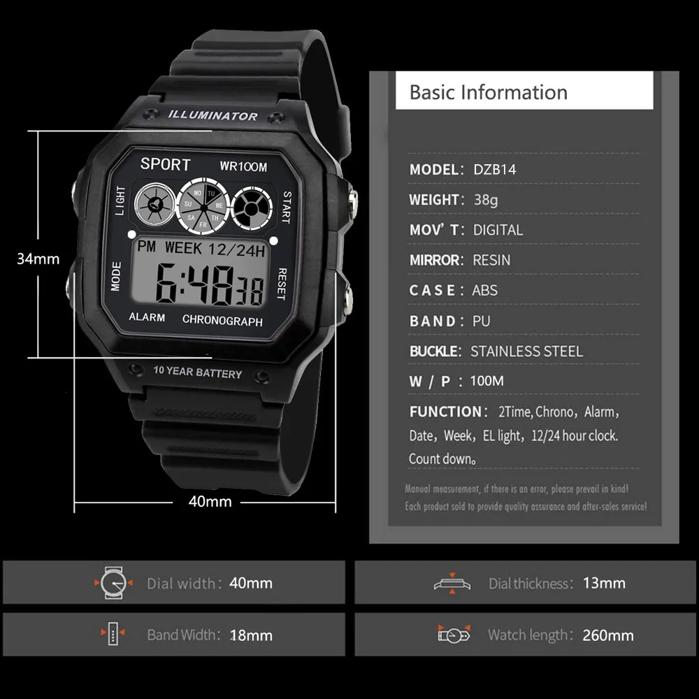 Часы мужские электронные часы Relogio Цифровые мужские водонепроницаемые 100 м многофункциональные спортивные часы с квадратным циферблатом Horloge Heren 20