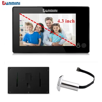 

Danmini YB-43CH Mini Electronic Cat Eye 4.3 Inch Color Screen Door Peephole Viewer 145 degrees Wide Angle Door camera Monitor