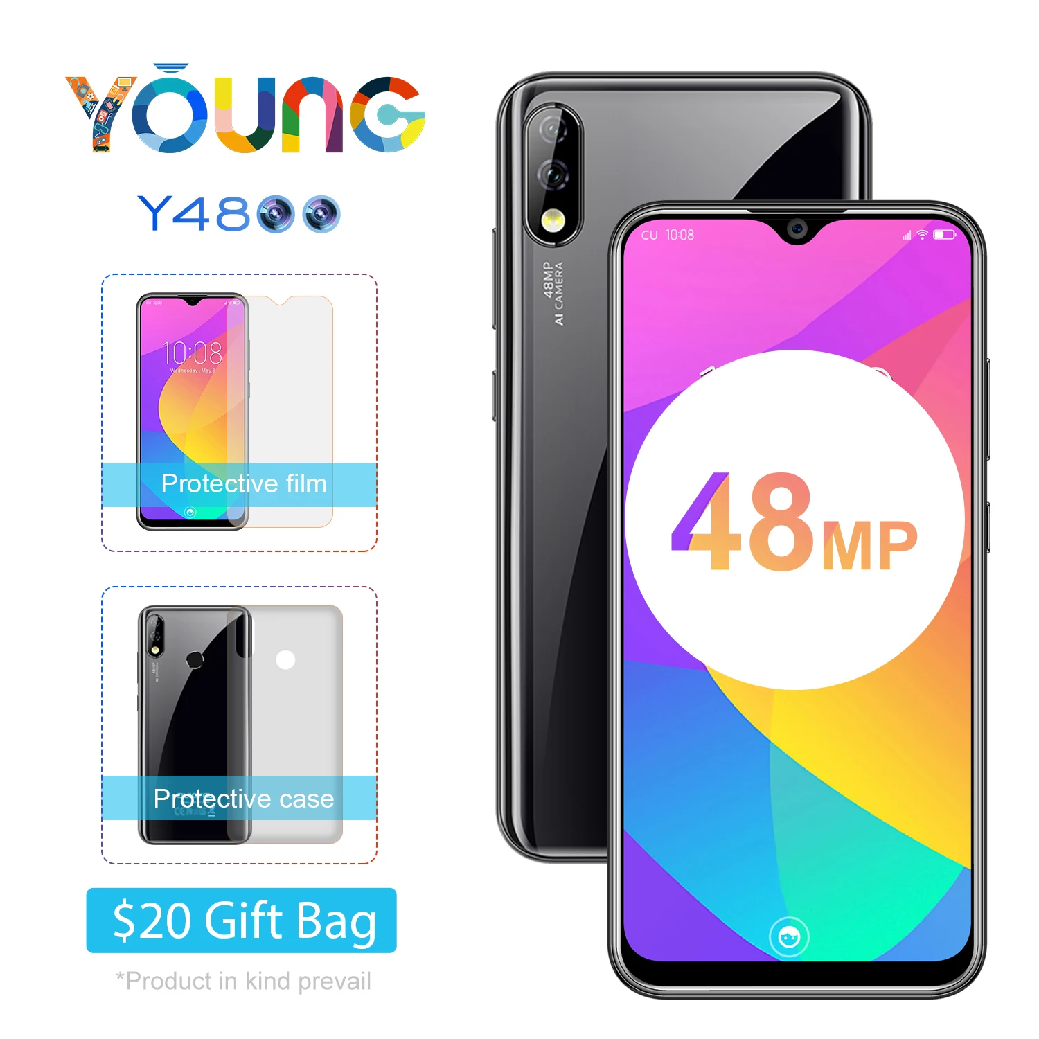 Смартфон Oukitel Y4800 48MP 5MP FF AI камера 16M YOUNGE 6 ГБ ОЗУ 128 Гб ПЗУ Android 9,0 4000 мАч OTG NFC 6,3 ''телефон