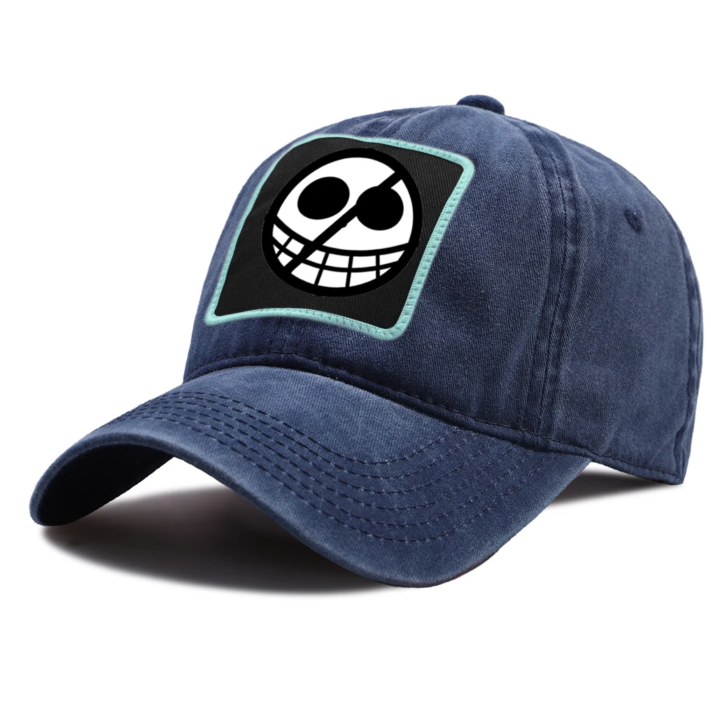 

Skull Smiley One Piece Hat Men Outdoor Summer Baseball Caps Luffy Sports Hats Hip Hop Cotton Snapback Cap Women Anime Dad Hat