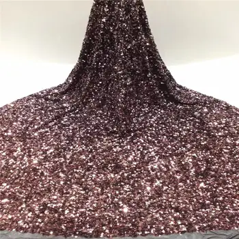 

High quality sequence organza African french net embroidered sequins tulle mesh lace fabric for dresses SL230