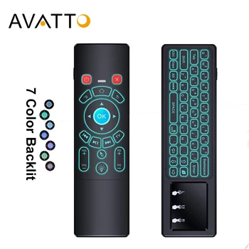 

[AVATTO] T6C 2.4G Wireless 7 Color Backlit Air Mouse with Touchpad IR Learning Backlight Mini Keyboard for Smart tv,Android Box