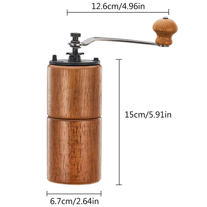 1 шт. мини ручная Регулируемая Кофемолка Руководство кофемолка деревянная Бытовая кухонная мини ручная кофемолка