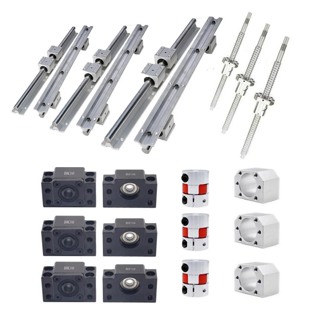 US $221.85 SBR12 16 20 linear guide Rail 300 600 700 mm  ballscrew set SFU1605  350 600 750 mm  BKBF12 CNC parts