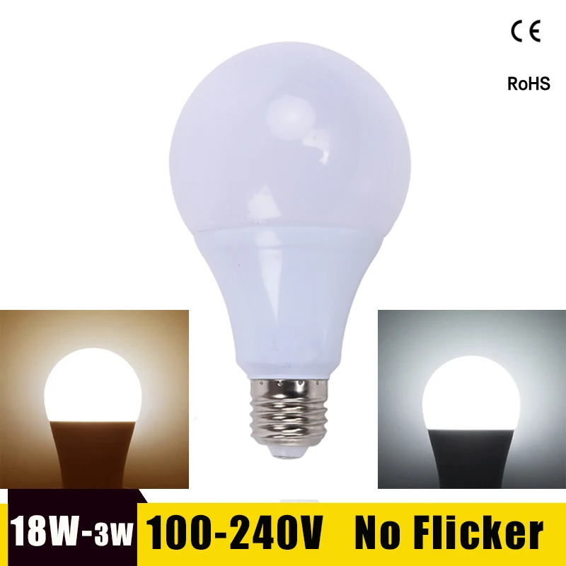 E27 LED Light Bulb 18W 15W 12W 9W 7W 5W 220V 110V LED Lampada Ampoule Bombilla LED Lamp Real Power LED Bulbs