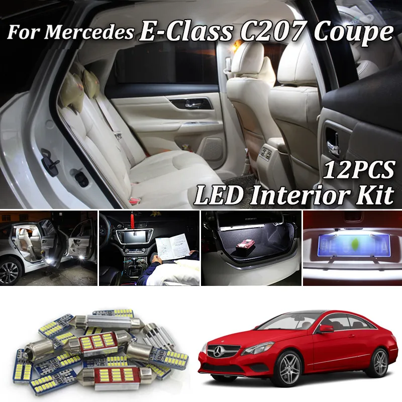 12X белые светодиодные с Canbus автомобильный интерьерный Комплект ламп для Mercedes Benz E-Class W207 C207 Coupe led интерьерные купольные огни 09-16