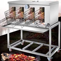 Large Commercial Gas Grilled Fish Mutton Chop Stove 1/2/3/4 Grid Barbecue Machine Stainless Steel Fully Automatic Desktop Oven 1