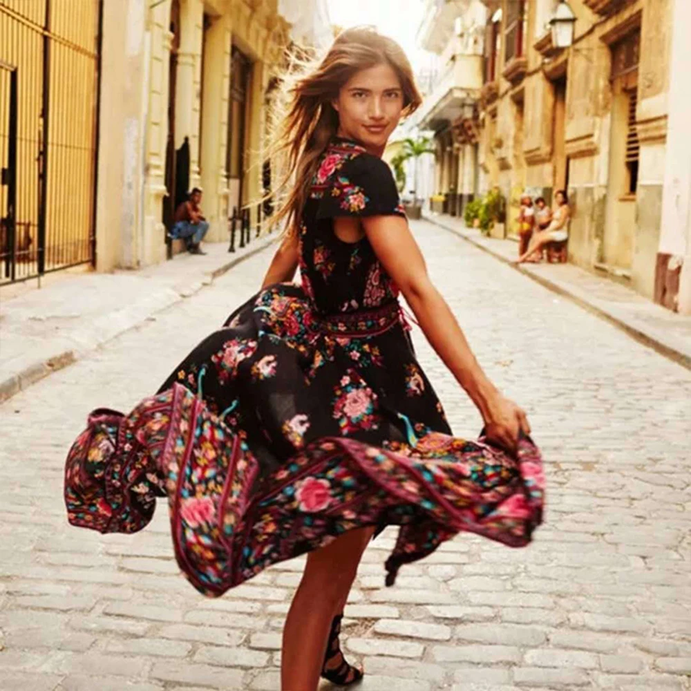 Boho Летнее модное женское праздничное пляжное длинное платье макси с кисточками и