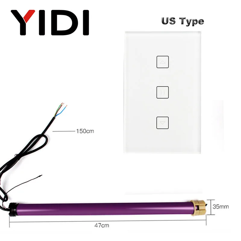 35 мм трубчатый мотор рулонные жалюзи мотор 110 В 220 В Электрический Смарт Wifi занавес моторизованные рулонные жалюзи туя умный дом - Цвет: Motor and US Switch