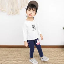 Осеннее Новое Стильное детское платье Популярные брендовые Детские модные ковбойские брюки в Корейском стиле с рисунком для девочек