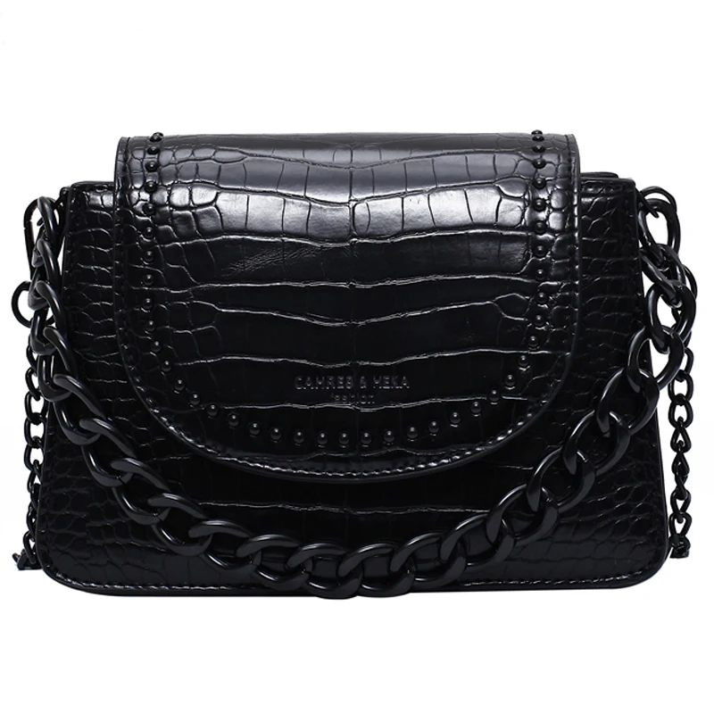

191229 iVog New Arrival Everyday Ladies PU Shoulder Messenger Handbag Black Fashion Small Chain Hand Bags for Women 2019