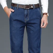 Tencel pantalones vaqueros de algodón para hombre, Jeans elásticos informales de alta calidad, de pierna recta, para negocios, novedad de otoño, 2021