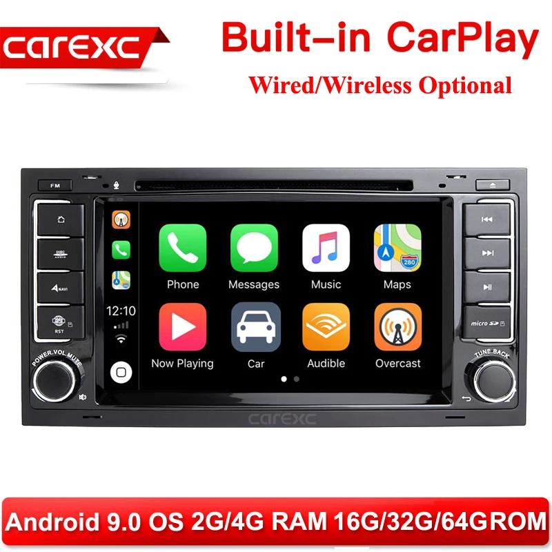 Perfect CarExc 2-DIN Android 9.0 Auto Radio For VW Volkswagen Touareg T5 Transporter Multivan Built-in CarPlay With DVD GPS Navigation Car Muiltmedia Player System 0