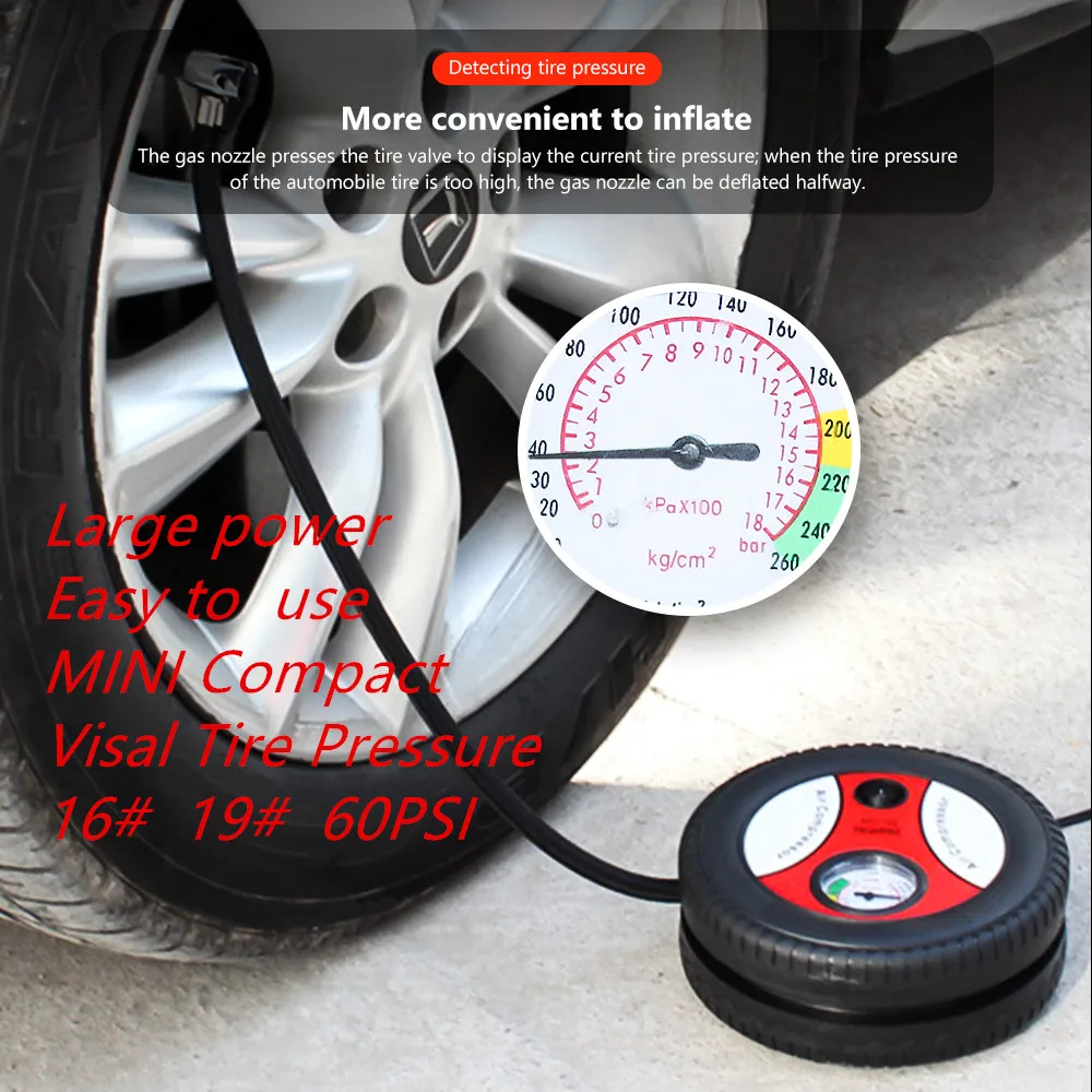 Автомобильный воздушный насос AOSHIKE 16 #19 # 60PSI Электрический автомобильный
